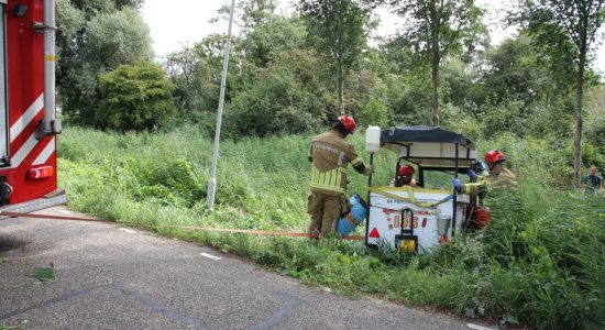 IJscoman met golfkarretje van de weg in Leeuwarden