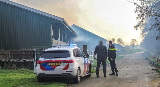 Hooibalen in brand in stal Surhuisterveen