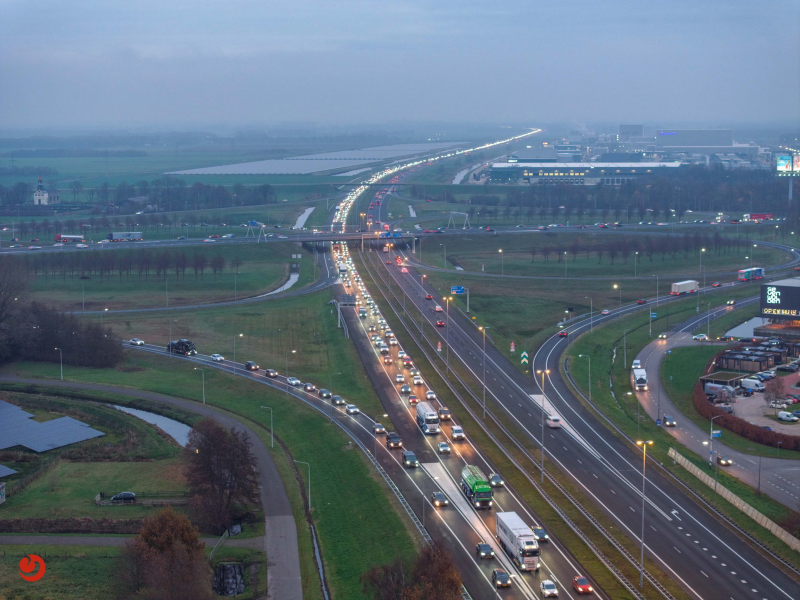Lange file op A7 en A32 door ongeval bij Heerenveen