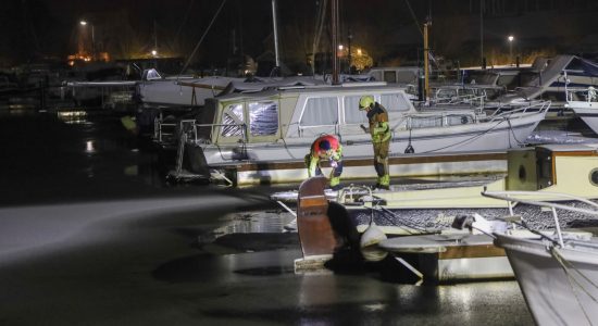 Hond zakt door het ijs in Drachten